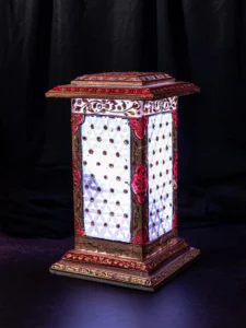 Cubic Marble powered lamp with vibrant glowing illumination