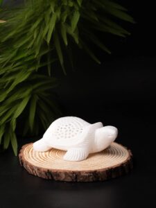 White marble turtle with decorative inlay work