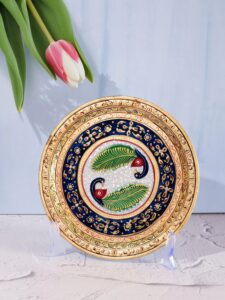 Decorative marble plate with meenakari work