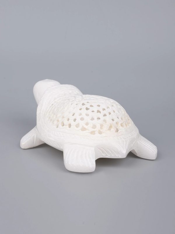 White marble turtle with decorative inlay work - Image 2