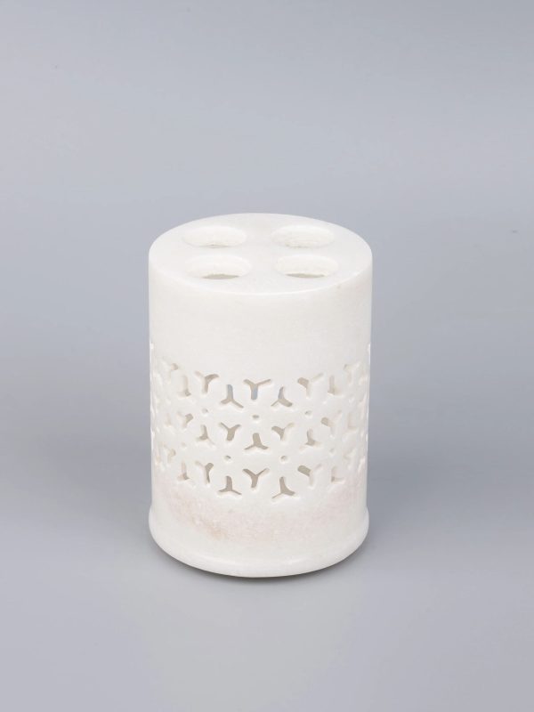 White marble bathroom accessories set handcrafted - Image 5