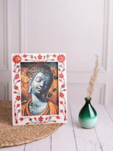 White marble photo / picture frame with inlay work