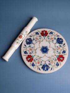 White marble inlaid Chakla Belan