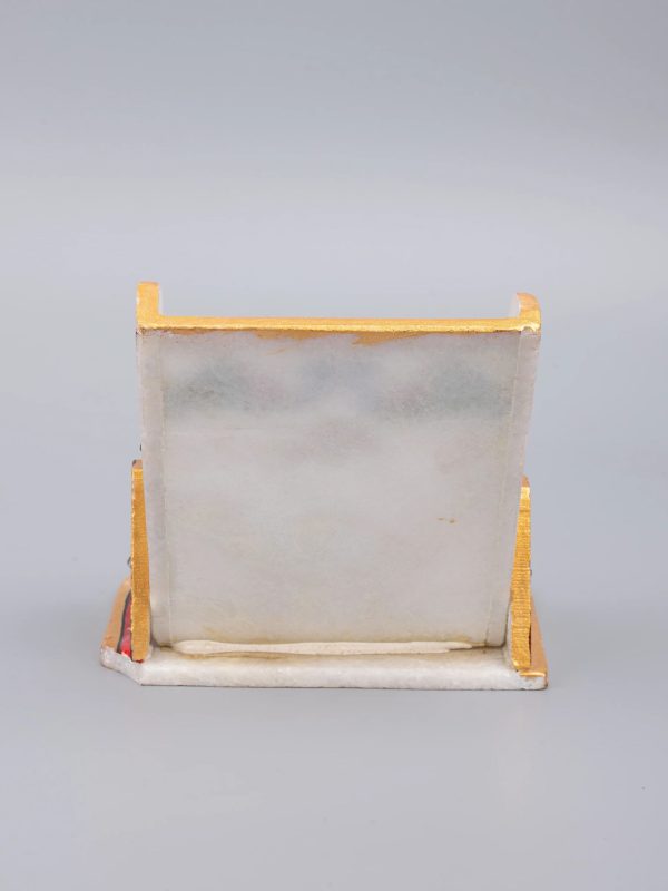 Marble mobile holder with clock - Red and Gold motifs - Image 4