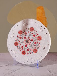 Floral marble plate with jali design