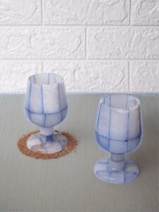 Royal Blue Marble Wine Glass