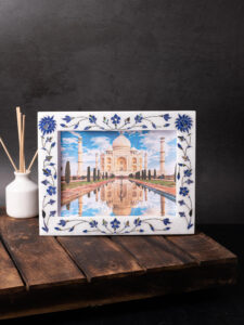 White marble photo / picture frame with inlay work