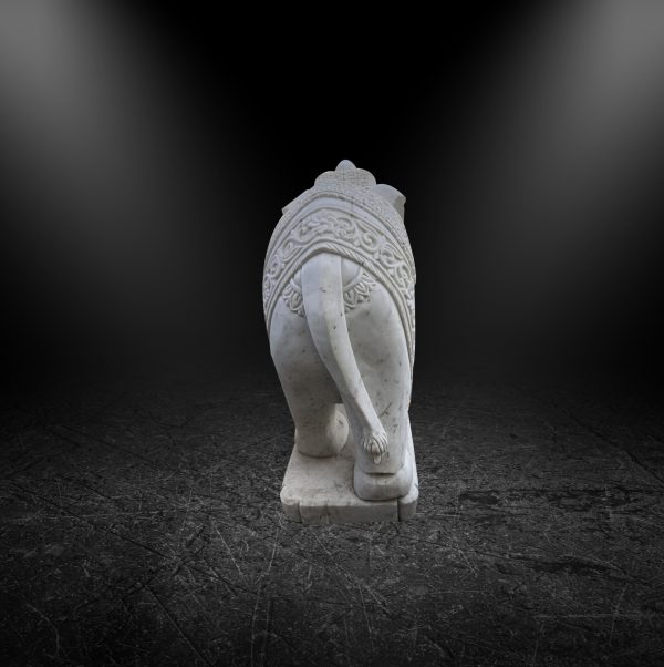 Big Size Marble Crafted White Elephants Duo Curio - Image 3