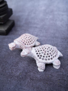 Soap Stone turtle with decorative jali work