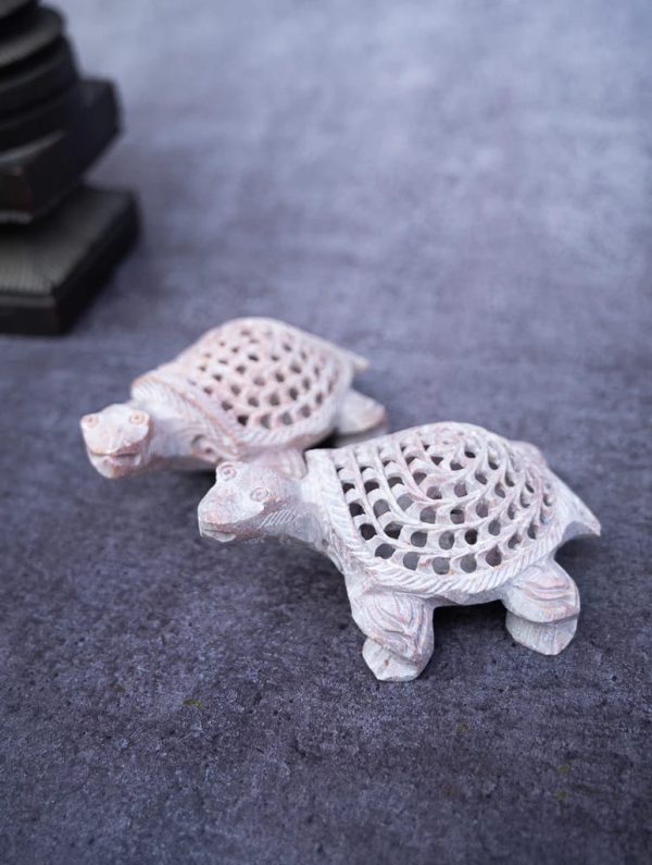 Soap Stone turtle with decorative jali work