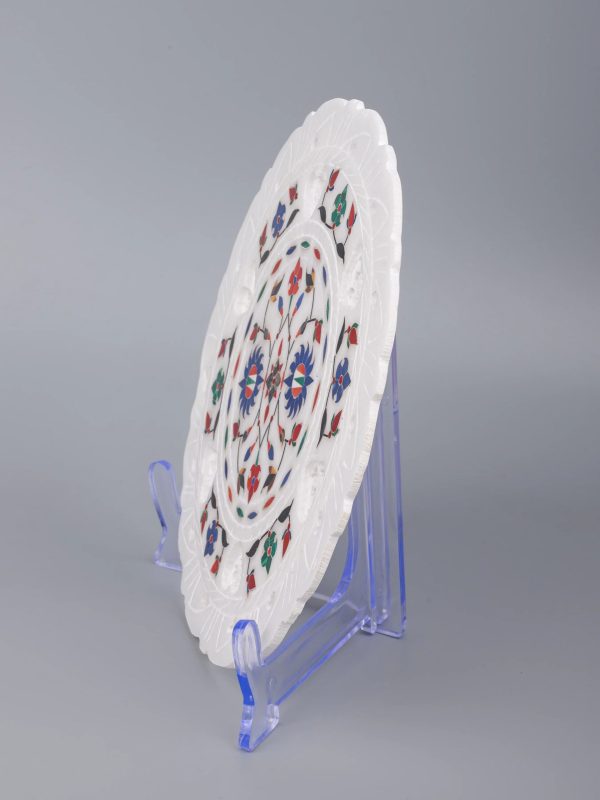 Floral Marble Plate With Inlay Work - Image 3