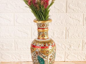marble flower Vase with colorful meenakari painting
