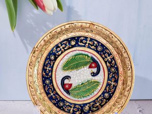 Decorative marble plate with meenakari work