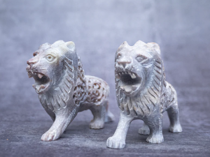 Soapstone Filigree Lion Duo Curio