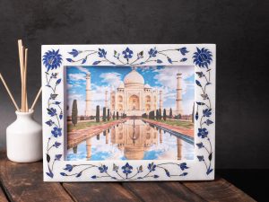 White marble photo / picture frame with inlay work