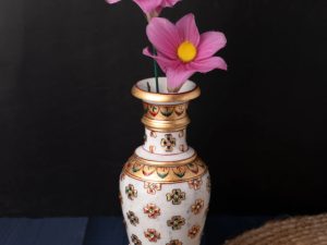 Marble Flower Vase With Color full Meenakari Work